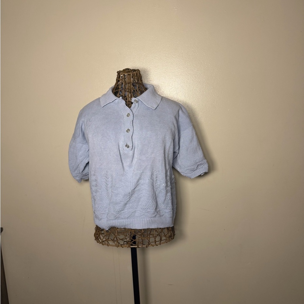 VINTAGE Women’s Light Blue Knitted Polo